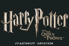 Harry Potter and the Order of the Phoenix title screen for GameBoy Advance